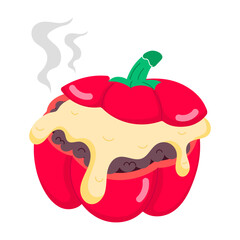 Hot dumplings with sauce, flat style sticker 

