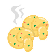 A flat style sticker of bbq skewers 

