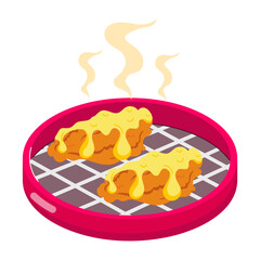 A flat style sticker of bbq skewers 

