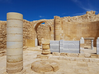 Avdat Ruins-UNESCO World Heritage site, Negev desert, Israel.Avdat National Park UNESCO World Heritage site, Negev desert, Israel. Archaeological site corresponding to the ancient Nabatean