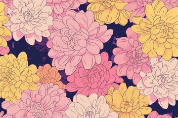 A vibrant top-down view of a diverse mix of flowers bathed in sunlight. Beautiful simple AI generated image in 4K, unique.