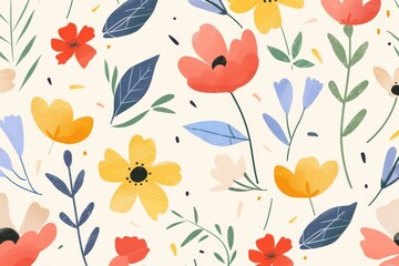 A vibrant top-down view of a diverse mix of flowers bathed in sunlight. Beautiful simple AI generated image in 4K, unique.