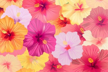 A vibrant top-down view of a diverse mix of flowers bathed in sunlight. Beautiful simple AI generated image in 4K, unique.