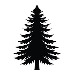 Fototapeta premium Vintage trees and forest silhouettes set in monochrome style. Set. Silhouette of pine trees.