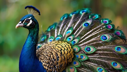Obraz premium A Majestic Peacock with Vibrant Feathers.