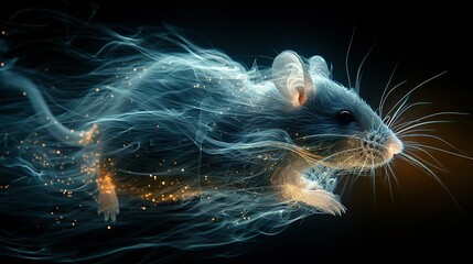   a rat on black background with blurred rat centered