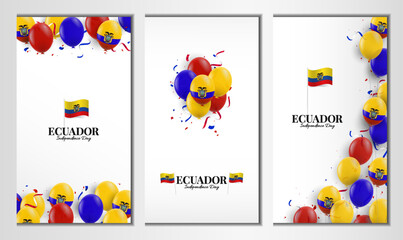 Ecuador Independence Day. Banner set. Vector Illustration.
