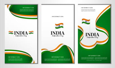 India Independence Day. Banner set. Vector Illustration.
