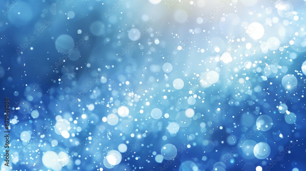 Poster a gradient blue background with soft, white bokeh lights floating across, giving a dreamy effect