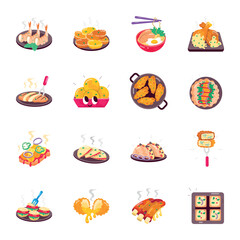 WebPack of 16 Tasty Snacks Flat Stickers 


