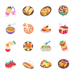 WebBundle of Food Items Flat Stickers 

