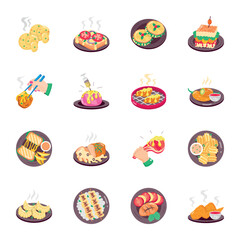 WebSet of 16 Bakery and Fast Food Flat Stickers 

