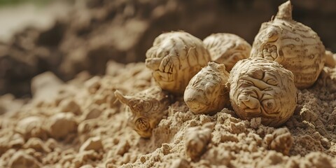 Highlight Maca root extracts natural beauty and unique perspective in art. Concept Maca Root Beauty, Natural Elegance, Artistic Perspective, Unique Botanical Inspiration, Health and Wellness