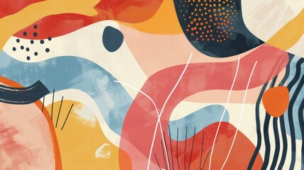 Obraz premium A playful abstract background with bold, colorful shapes and lines, perfect for a fun and creative vibe