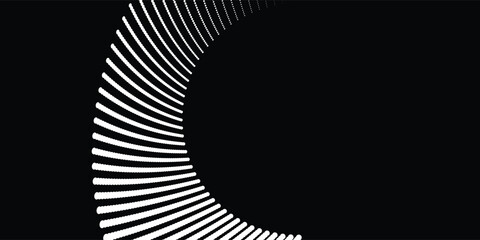 Naklejka premium Black halftone dots in spiral form. Geometric art. Design element for border frame, logo, tattoo, sign, symbol, web pages, prints, posters, template, pattern and abstract background