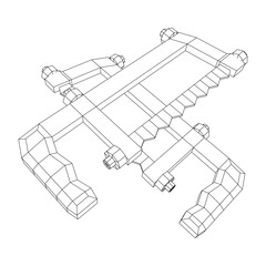 Hacksaw manual or Hand hacksaw. Wireframe low poly mesh vector illustration