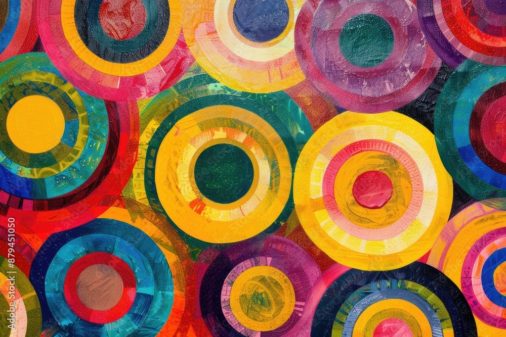 Poster vibrant abstract circles on dynamic background with bold colors and modern design elements create li