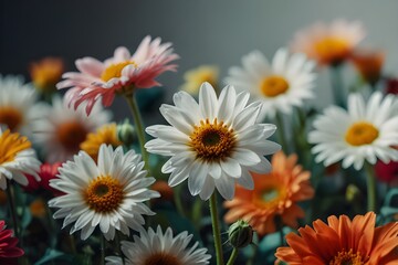Fototapeta premium Closeup of colorful flower daisy bouquet