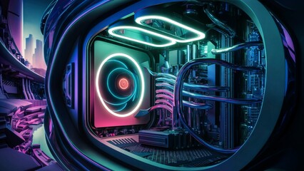 Obraz premium Modern high-performance computer with RGB lighting