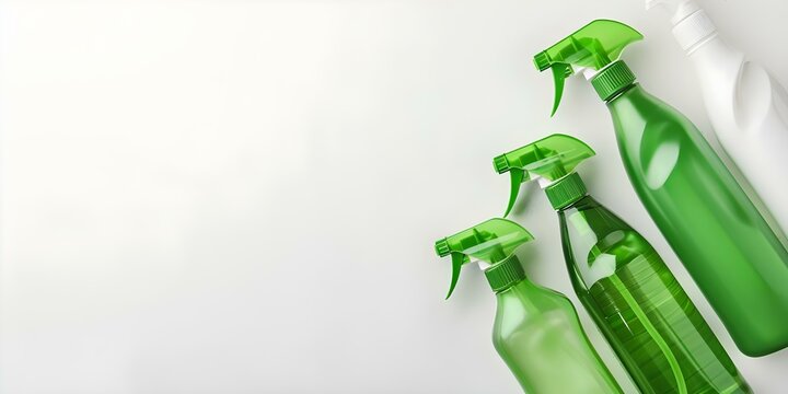 Ecofriendly home cleaning products on white background in flat lay style. Concept Ecofriendly Cleaning, White Background, Flat Lay, Home Products, Sustainable Lifestyle