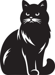 Vector cat silhouette black and white 