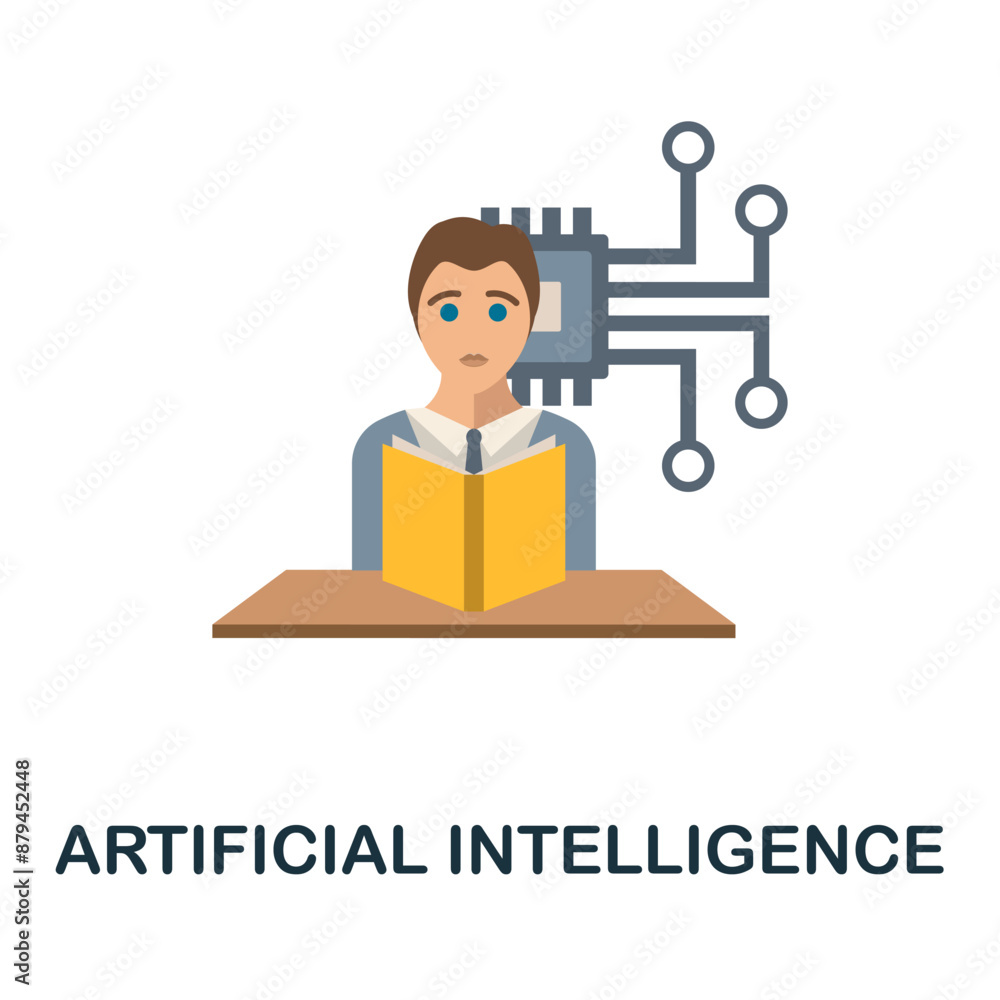 Poster artificial intelligence flat icon. colored sign from machine learning collection. creative artificia