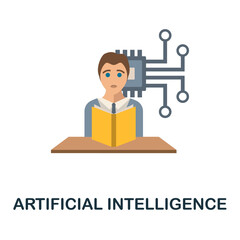 Artificial Intelligence flat icon. Colored sign from machine learning collection. Creative Artificial Intelligence icon illustration for web design, infographics and more