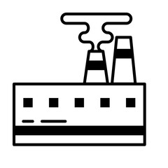 Mining Factory Industry Flat Outline Icon