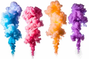Obraz premium Multicolored smoke puff cloud design elements on a dark background - generative ai . Beautiful simple AI generated image in 4K, unique.
