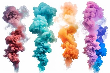 Fototapeta premium Vibrant Pink Powder Explosion - Dynamic Abstract Smoke Burst on Clean White Background. Beautiful simple AI generated image in 4K, unique.