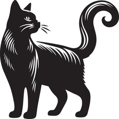 Vector cat silhouette black and white 