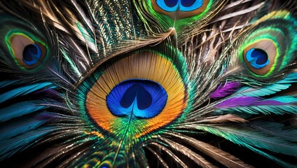 Fototapeta premium Closeup of Peacock Feathers.