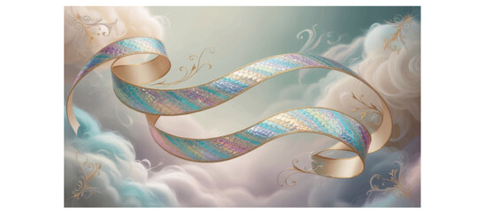 background with space rainbow colored ribbon