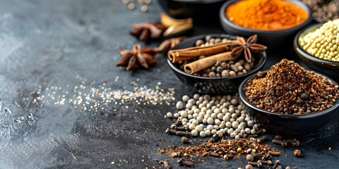 Retro background with raw materials for Chinese five spice powder. Concept Chinese Cooking, Spice Blends, Retro Vibes, Culinary Creations, Raw Ingredients