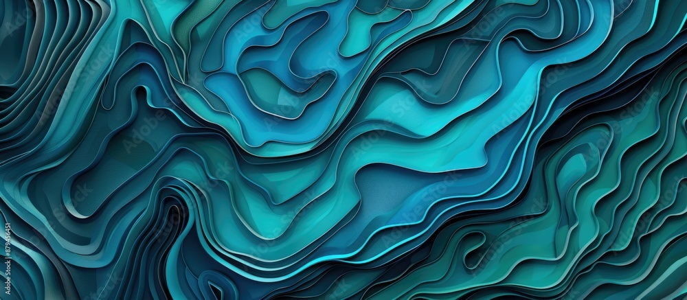 Aufkleber this abstract artwork features vibrant fluid patterns in blue and teal, creating a visually striking