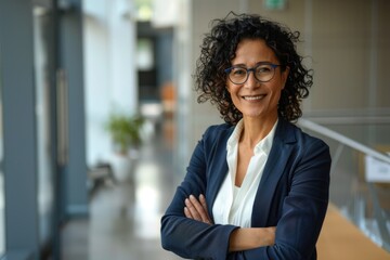 Office Administrator. Confident Businesswoman Portrait with Crossed Arms in Corporate Office Setting