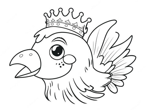 recommend clip art: cartoon chicken headwith crown  black and white.