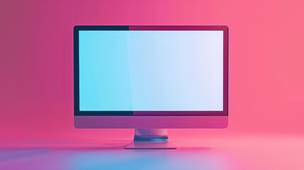 Desktop computer mockup, blank monitor display. Creative concept, 3D design icons for website configuration, repair, maintenance, and settings.