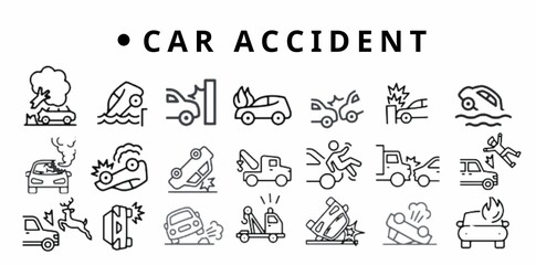 simple set of vector icons related to car accidents. 