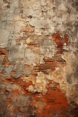 Weathered Old Brick Wall with Rich Textures and Variations in Color, Reflecting the Passage of Time