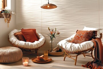 cozy informal interior in a boho chic style
