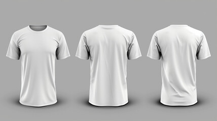 T shirt template with many angles on white background 