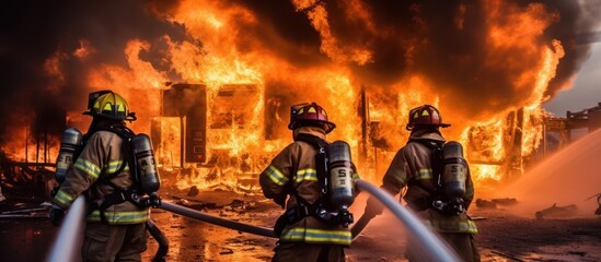 Firefighters Battling a Fierce Blaze