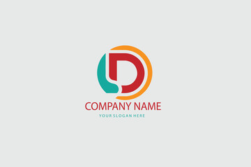D company vector logo sign and symbol design. Vector abstract design elements. Color letters. Line art. Modern abstract design shapes on white background.
