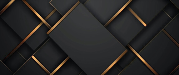 A sleek black background enhanced with elegant geometric golden accents. The sophisticated and contemporary design is ideal for modern presentations, digital content, and stylish graphic design projec