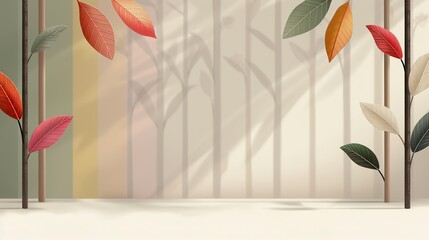 Abstract background of colorful nature scenes with vibrant floral patterns showcasing a rainbow forest where the foliage displays a breathtaking spectrum of colors creating a magical view