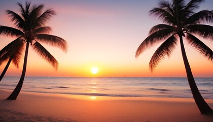 Fototapeta na wymiar Landscape of paradise tropical island beach sunset