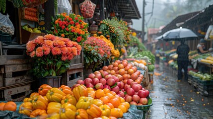 Vibrant Open-Air Market with Fresh Produce and Lively Vendors - Capturing a Cheerful Atmosphere with Fujifilm X-T4
