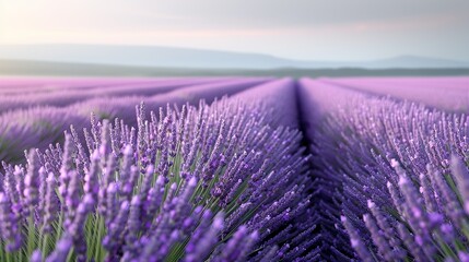 Fototapeta premium Abstract background of colorful nature scenes featuring vibrant floral patterns of lavender fields where the purple blooms stretch out creating a vast and aromatic landscape Illustration, Image, ,