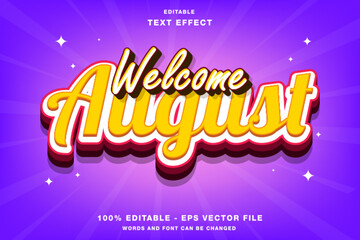 Welcome August 3D Editable Text Effect Template Style Premium Vector